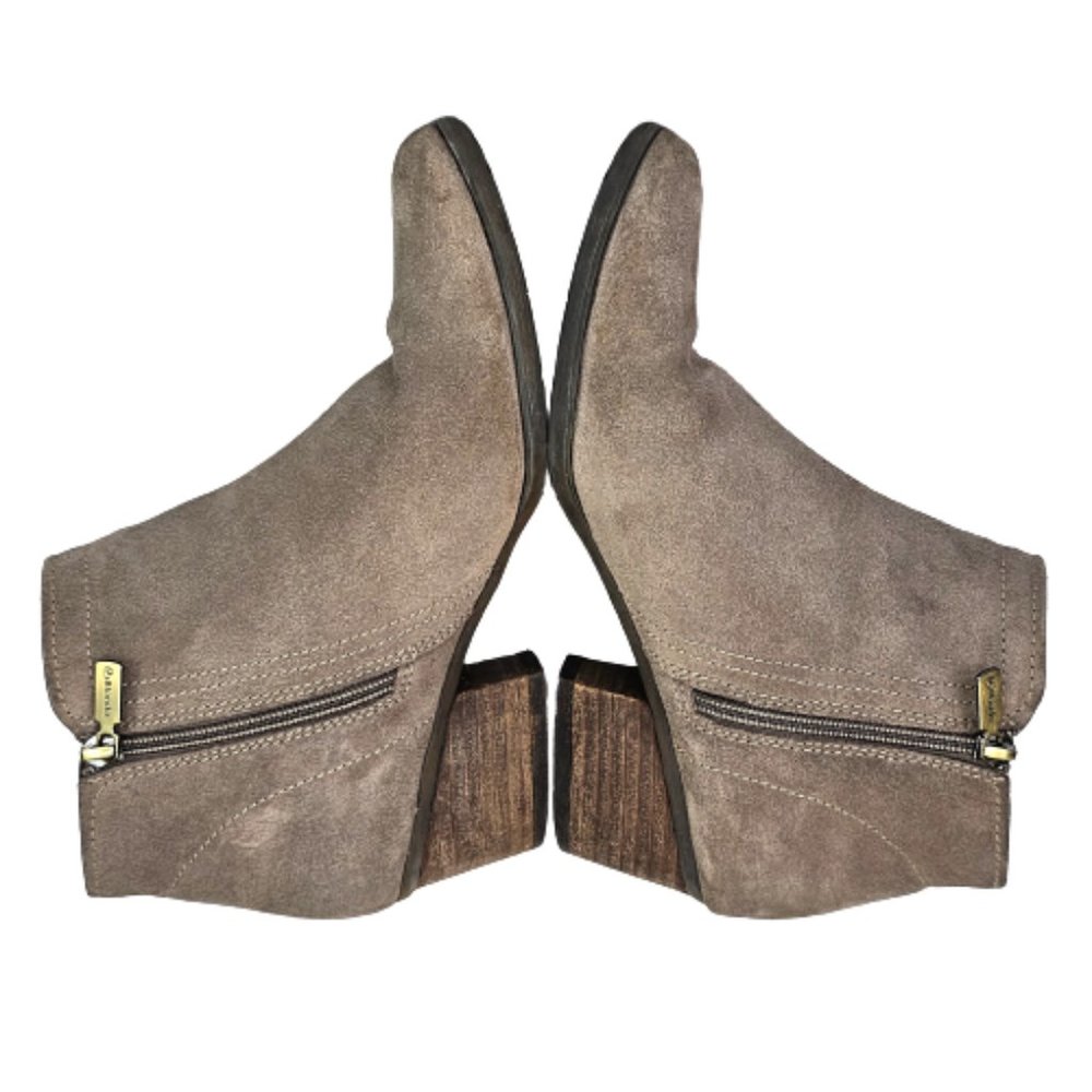 Blondo Valli Taupe Suede Waterproof Heeled Side Zip Ankle Bootie Shoes Sz 9.5 - Picture 6 of 12